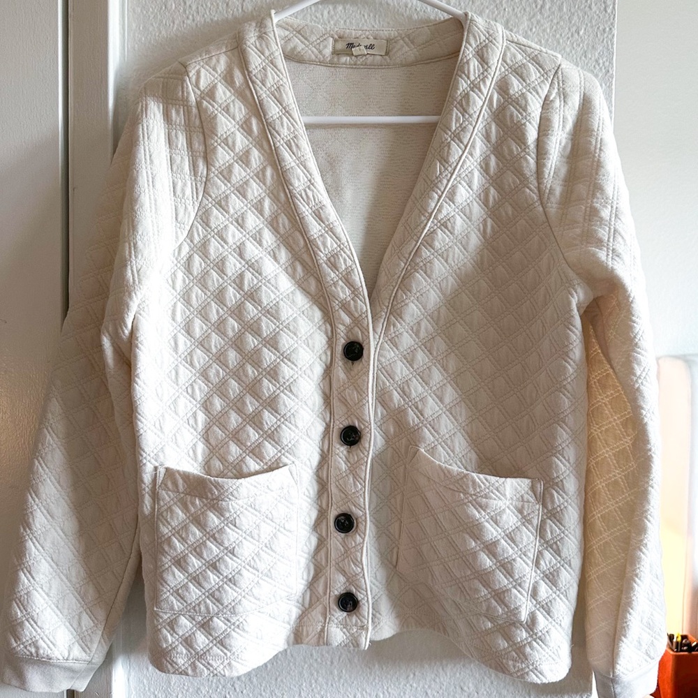 Madewell Women's Cream Quilted Cardigan